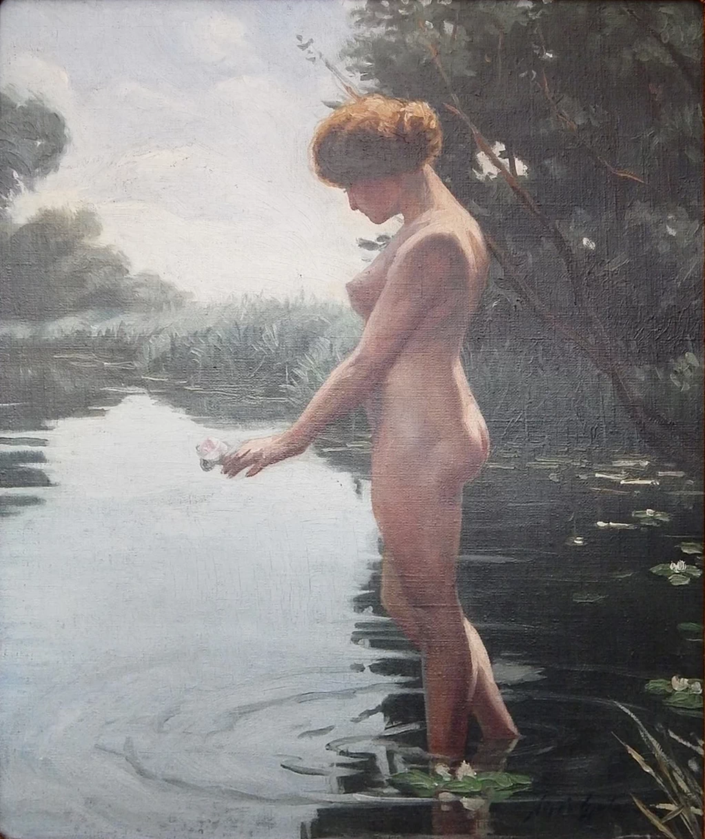 Paul Émile Chabas - Nudo femminile in piedi con ninfee